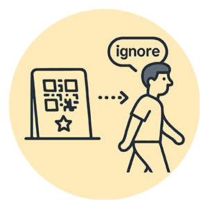 Basic QR review stands don't engage customers